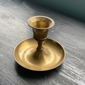 vintage small brass candlestick holder